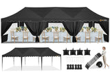 HOTEEL 10x30 Canopy Tent with Walls 10x30 Party Tent, Waterproof Easy Setup Canopy Tent 10x30 with Roller Bag and Weight Bags, Outdoor Pop Up Canopy Tent for Parties,Events,Backyard,Wedding, Black Hoteel