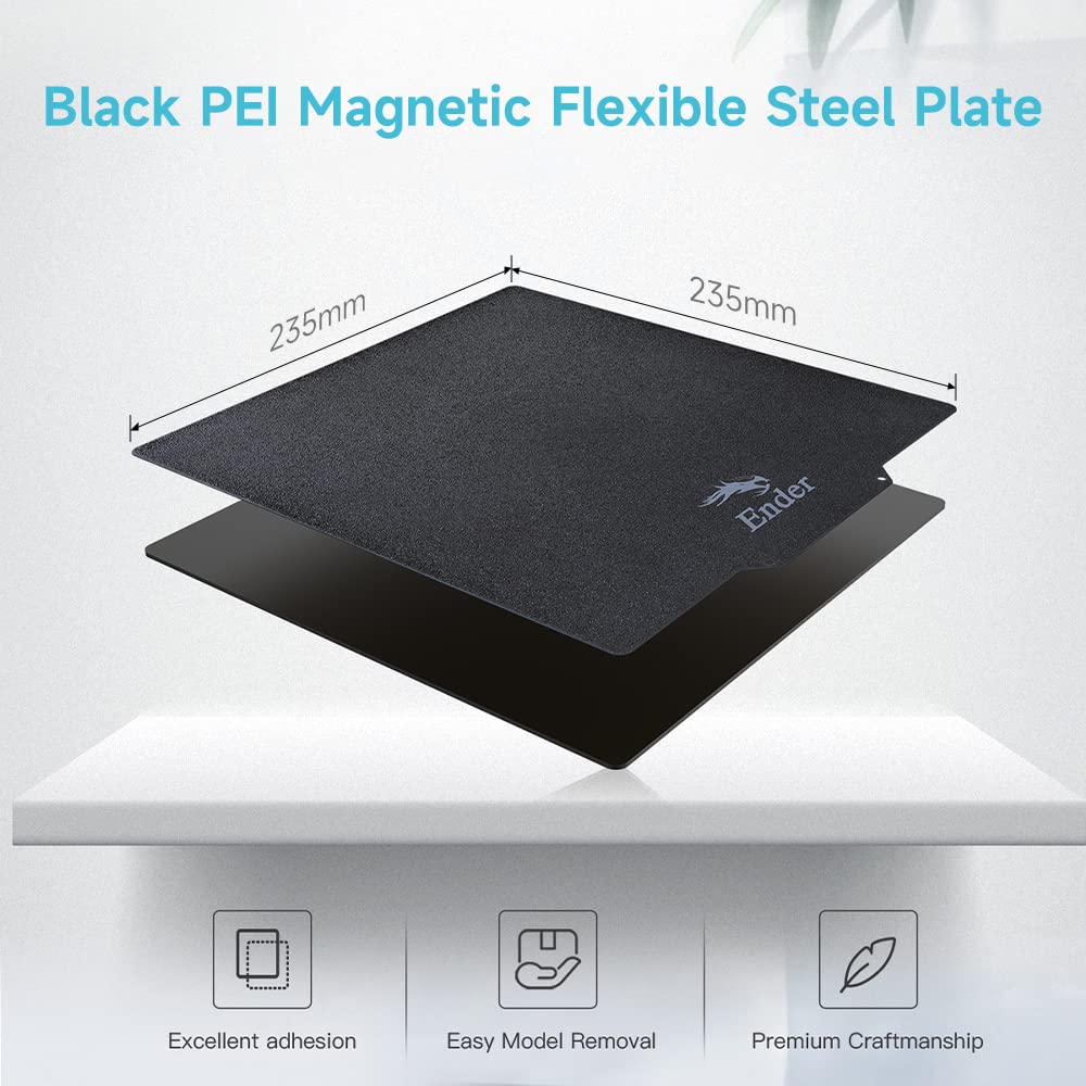 Creality Ender 3 Build Plate, Upgrade Textured 235x235mm 3D Printer Platform Removable Black PEI Build Surface Magnetic Flexible Steel Plate for Ender 3/3 V2 Neo Ender-3 S1/3 S1 Pro Ender 3 V - WoodArtSupply