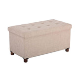 Ao Lei 30 Inches Storage Ottoman Bench, Storage Bench with Wooden Legs for Living Room Ottoman Foot Rest Removeable Lid for Bedroom End of Bed, Linen Fabric, Folding Beige Ottoman Ao Lei