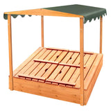 Badger Basket Covered Convertible Cedar Sandbox with Canopy and Bench Seats Badger Basket