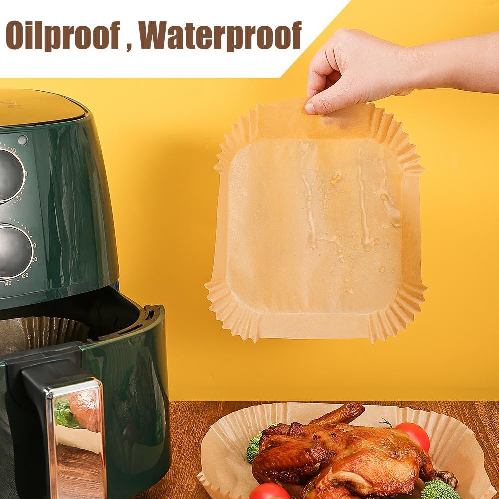 7.5 Inch Air Fryer Parchment Paper Liners Square,150 Pcs Non-stick &Oil-proof Air Fryer Liners Disposable for 2-5 QT Frying,Baking,Roast M-bestl