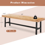 AVAWING Outdoor Dining Bench Set of 2, Wood Patio Backless Bench 63" Picnic Chairs, Wooden Farmhouse Bench for 6 People, Long Garden Park Porch Backyard Deck, Natural AVAWING