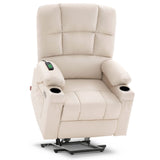 MCombo Large Dual Motor Power Lift Recliner Chair for Elderly, Massage and Heat, Lay Flat, Zero Gravity, Home Button, USB Port, Faux Leather 7680 (Cream White, Large) MCombo