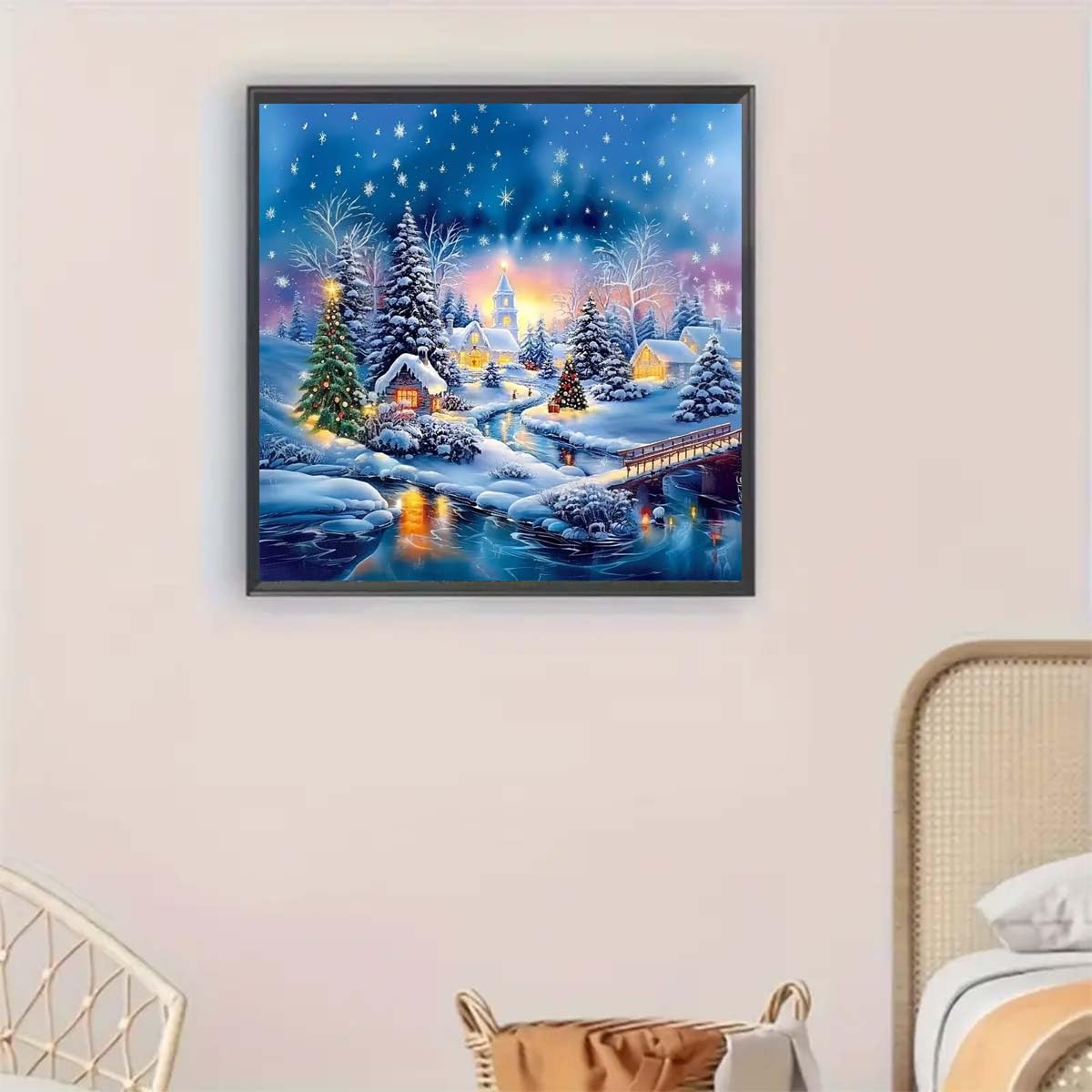 Winter Diamond Painting Kits for Adults,5D Diamond Art Kits for Adults Beginner,DIY Full Round Drill Diamond Diamond Dots Paintings Gem Art and Crafts Home Decor 13.8 x 13.8Inch GEMFAMILY