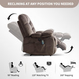 HAOMARKETS Oversized Power Recliner Chair with Massage and Heat Set of 2, 41" Wide Electric Reclining Chairs with USB Port, Breathable Fabric Overstuffed Reclining Sofa for Living Room Bedroom HAOMARKETS
