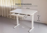 YDN Standing Desk with Drawers, 48 x 24 Inch White Standing Desks Electric Adjustable Height Desk for Computer Workstations, White YDN
