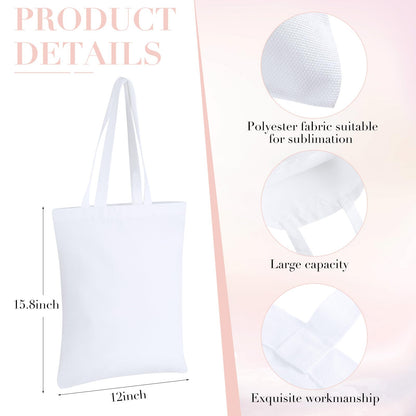 Sanwuta 24 Pcs Sublimation Blanks Polyester Tote Bags 15.8 x 12 Inch Sublimation White Polyester Tote Bags for Valentine's Day Party DIY Tie Dyed Souvenir Event Gifts