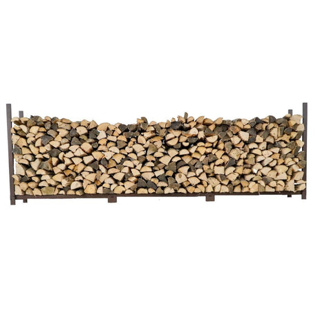 Woodhaven 12 Foot Brown - Made in the USA - 3/4 Cord Outdoor Firewood Storage Log Rack With Optional Seasoning Cover Combo Set - Metal Firewood Rack - Heavy Duty (No Cover) Woodhaven
