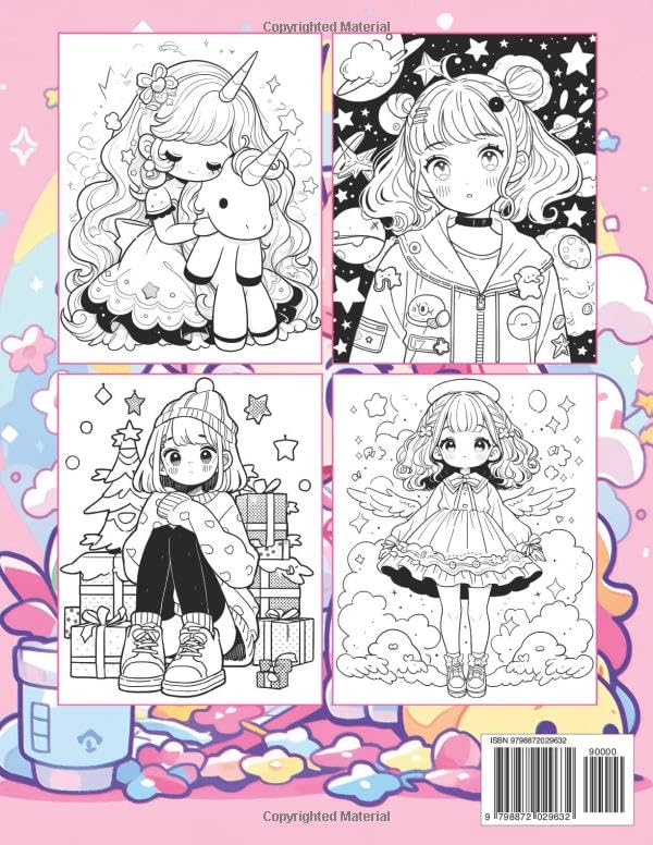 Anime Coloring Book: Kawaii Girls: A Cute Stress-Relief Japanese Comic, Manga Kawaii Coloring Book for Kids, Teens and Adults (Anime Coloring Books)