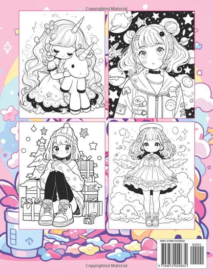 Anime Coloring Book: Kawaii Girls: A Cute Stress-Relief Japanese Comic, Manga Kawaii Coloring Book for Kids, Teens and Adults (Anime Coloring Books)