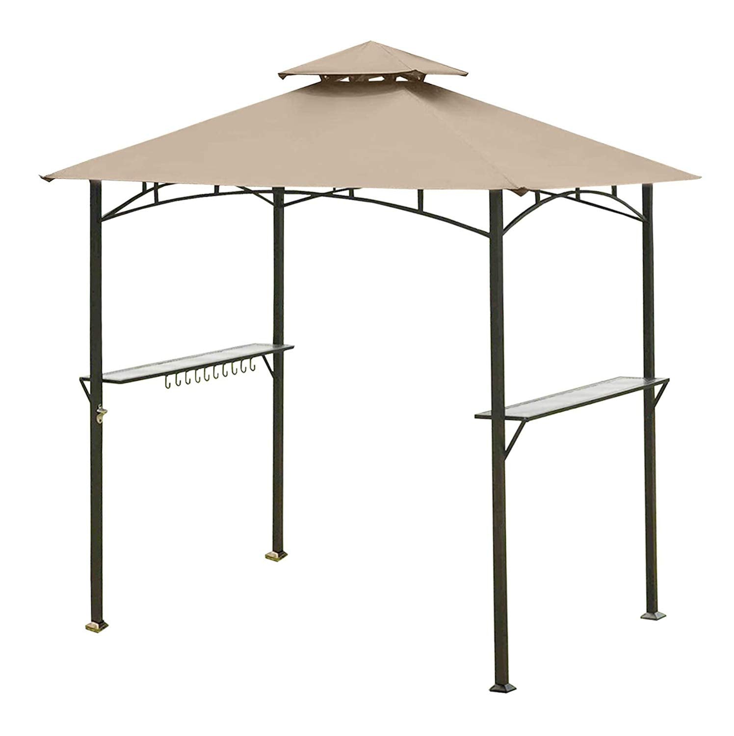 ONTHEWAY 5FT x 8FT Double Tiered Replacement Canopy Grill BBQ Gazebo Roof Top, for Gazebo Model L-GZ238PST-11 Only - WoodArtSupply