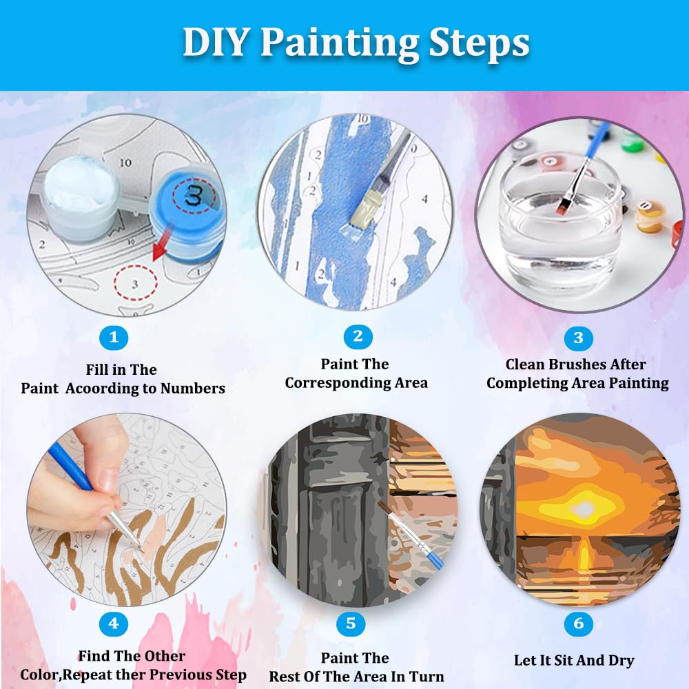 Artunion Sunset Beach Paint by Numbers for Adults Beginner,Easy Door to Beach Paint by Number Kits, DIY Oil Painting Paint by Number Kits on Canvas Arts Craft for Home Wall Decor 16x20 Inch Artunion