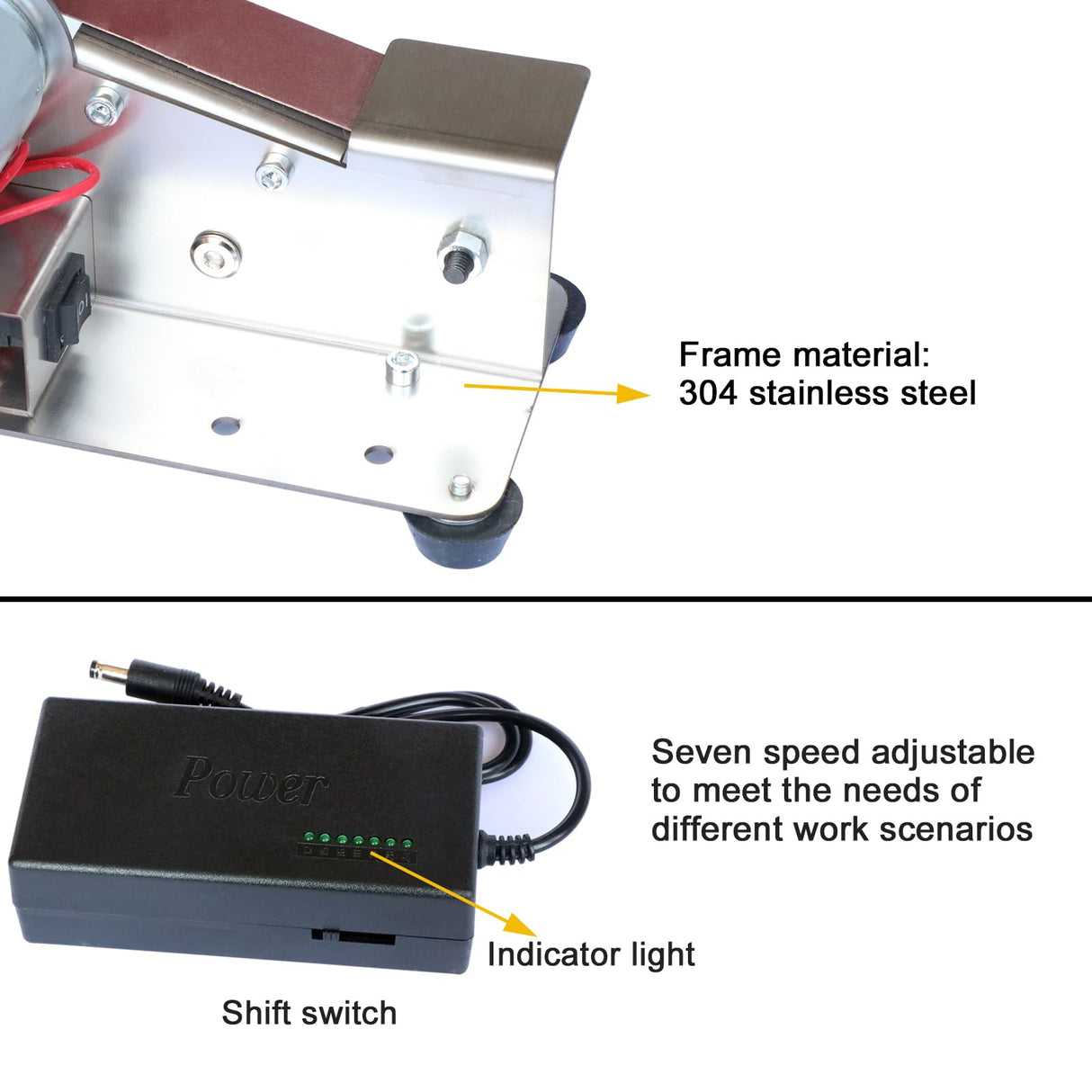 Hiqalty Mini Belt Sander - 15 Degree Knife Sharpener Electric Bench Grinder Sanding Machine, 7 Adjustable Speed Table Top Grinder Polisher for DIY Woodworking, Metal, Knife Making (Plus Kit) Hiqalty
