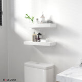 Ballucci Floating Shelves, 2-Pack 16" Wood Wall Shelf Set with Invisible Brackets for Bathroom, Living Room, Bedroom, Kitchen, Nursery, 6" Deep, White Ballucci