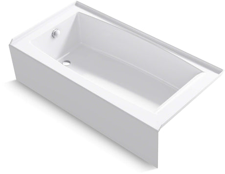 KOHLER K-26109-LA-0 Entity 60-Inch x 30-Inch Alcove Bath with Integral apron, integral flange and left hand drain, White KOHLER