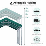 ADVANCE OUTDOOR 12x20 ft Heavy Duty Carports Potable Car Canopy Garage Party Tent Boat Shelter, Adjustable Height from 9.5 ft to 11 ft, Green ADVANCE OUTDOOR