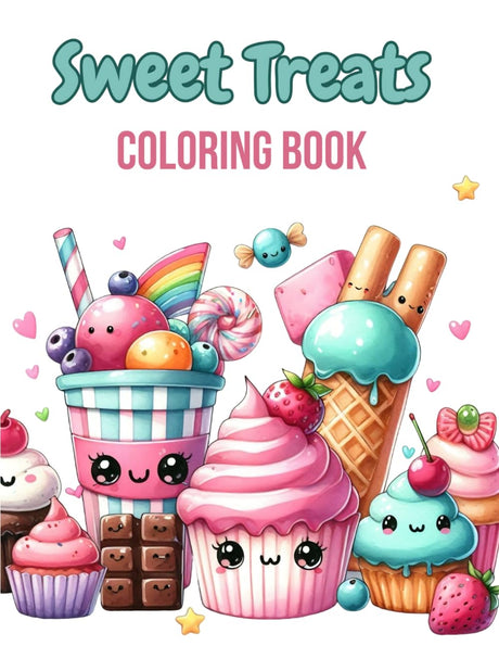 Sweet Treats Coloring Book: Color Adorable Kawaii Desserts - Cupcakes, Cakes, Ice Creams, Donuts, and More! (Coloring Books) WoodArtSupply