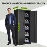 Garage Storage Cabinet with Lock, 71" Tall Cabinet with Doors and Adjustable Shelves, Heavy Duty Metal Cabinets and Storage System, Steel File Cabinet for Home Office,Workshop - Assemble Required Polup