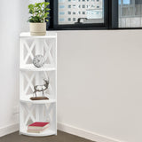 NHZ Corner Shelf Stand, Wood Corner Bookshelf, Corner Bookcase and Plant Stand (White, 4 Tier) NHZ