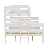 LEEKOUS Upgraded Solid Wood Twin XL Over Queen Bunk Bed - Convertible, Safe & Durable Frame in White LEEKOUS