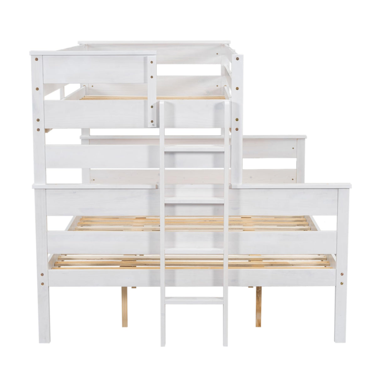 Linique Detachable Twin XL over Queen Bunk Bed Frame with Ladder - White Linique