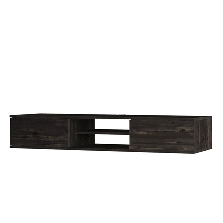 Adam Home Design Black Floating TV Stand Under TV Shelf, Wall Mounted Shelf, Modern Floating Entertainment Center, 71" Large Storage Media Console Wall Unit for Living Room,Bedroom (Black Oak) Adam Home Design