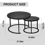 Round Nesting Coffee Set, Stackable Modern Accent Cocktail Table for Living Room Office Balcony,Nesting Tables 2 Piece with Solid Metal Frame and Easy Assembly (Black) EUROSAKURA