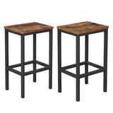 VASAGLE Bar Stools, Set of 2 Bar Chairs, Kitchen Breakfast Bar Stools with Footrest, Industrial in Living Room, Party Room, Rustic Brown and Black VASAGLE