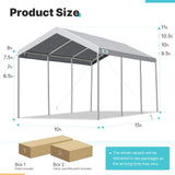 ADVANCE OUTDOOR 10x20 ft Heavy Duty Carport Potable Car Canopy Garage Party Tent Boat Shelter, Adjustable Height from 9.5 ft to 11 ft, Gray ADVANCE OUTDOOR