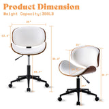 AMERLIFE Home Office Chair Set of 2, PU Leather Desk Chair, Modern Swivel Chair with Curved Back, Armless Desk Chair with Wheels for Home Office, White AMERLIFE