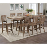 Steve Silver Furniture Riverdale Counter Height 9pc Set, 72"-96" Rectangular Table w/Two 12" Leaves, 8 Wooden Counter Chairs, Rustic/Farmhouse Design, Dining Room, 72" L x 36'" W x 36" H, Brown Steve Silver