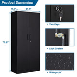 PEUKC Metal Garage Storage Cabinet, 71-inch Tall Storage Cabinet with Adjustable Shelves & Locking Doors, Tool Cabinets for Garage,Office,Home,School,Gym Storage (Black) PEUKC