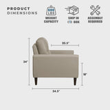 Lexicon Leather Loveseat Sofa, Modern Couch Sofa, Oversized Loveseat, Top Grain Leather Sofas for Living Room, Bedroom, Office, Apartment, Waiting Room, 2-Seater Loveseat, Latte Lexicon