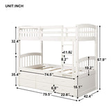 Harper&Bright Designs Twin Over Twin Bunk Bed with Safety Rail, Ladder, White Twin Trundle Bed with 3 Drawers for Kids, Teens Bedroom, Guest Room Furniture Harper & Bright Designs