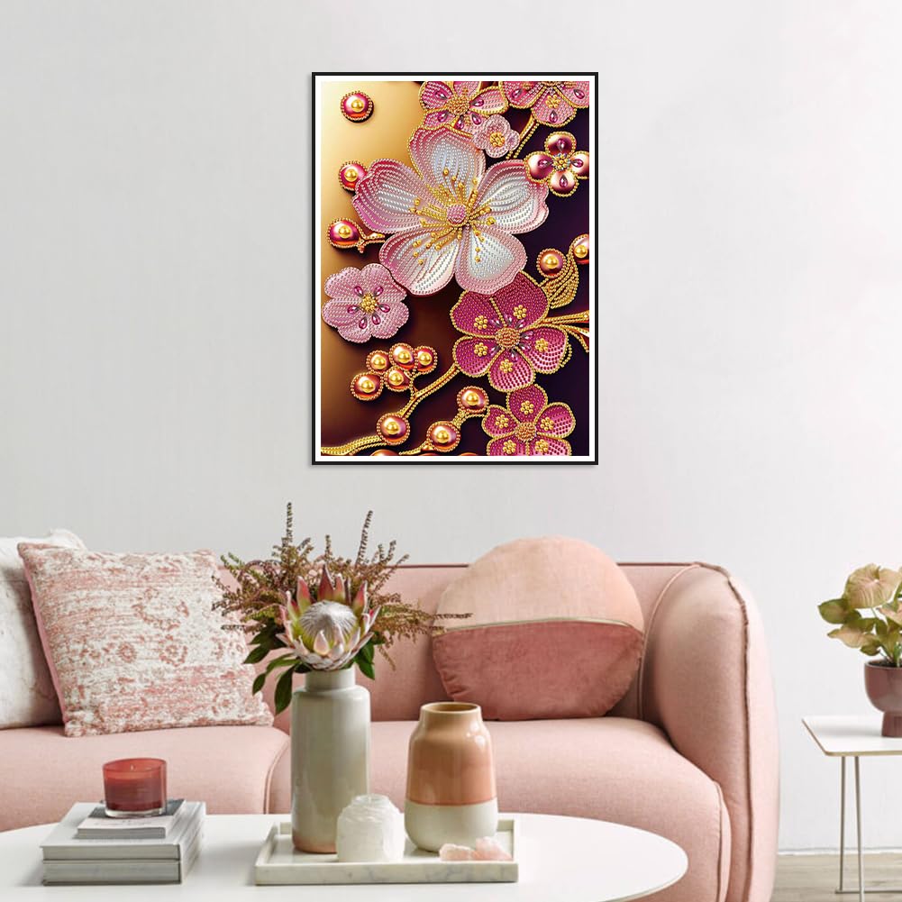 WSLWXSHM 5D Special Shape Diamond Art Kits for Beginners, Diamond Painting Kits for Adults, Crystal Rhinestones Diamond Painting for Home Wall Decoration Gift 12×16inch/30×40cm, Flower WSLWXSHM