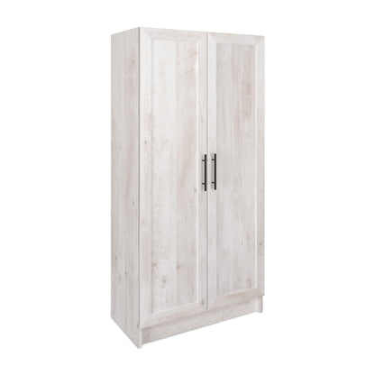 Prepac Elite Storage Accent Cabinet with Panel Doors, Rustic White Storage Cabinet, Bathroom Cabinet, Pantry Cabinet with 3 Shelves 16.5.5" D x 32" W x 65" H, ASCR-1001-1