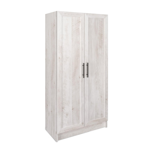 Prepac Elite Storage Accent Cabinet with Panel Doors, Rustic White Storage Cabinet, Bathroom Cabinet, Pantry Cabinet with 3 Shelves 16.5.5" D x 32" W x 65" H, ASCR-1001-1