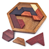 KINGOU Hexagon Tangram Puzzle Wooden Brain Puzzles for Kids & Adult Challenge Wooden Brain Teasers Puzzle Games for Family Party Gift - Brain Games for Kids KINGOU