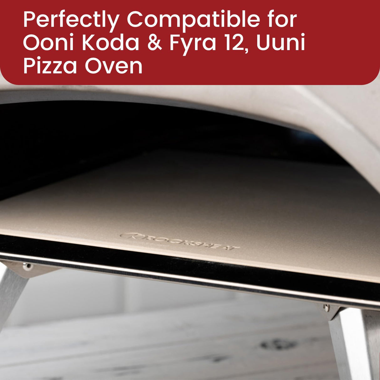 13.2" x 13.2" x 0.4" Square Cordierite Pizza Baking Stone Perfectly Compatible for Ooni Koda & Fyra 12, Uuni Pizza Oven ROCKSHEAT