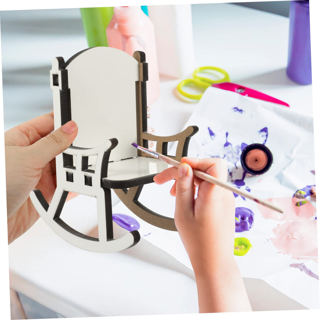 EXCEART 5pcs Office Practice White Embryo DIY Chair Craft Sublimation Craft Sublimation Slate Blanks Table Top Decor Picture Frames Sublimation Decoration Commemorate Table Card Wooden EXCEART