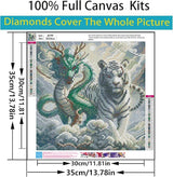 5D Diamond Art Kits for Adults Beginners,Dragon and Tiger DIY Full Round Drill Diamond Painting Kits,Paint by Diamonds Dots Gem Art Easy,Home Wall Decor 14X14 Inch Acelii