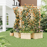 GarveeLife Cedar Privacy Screen with Planter Box - 3-Panel Freestanding Garden Fence, 62 in x10 in x65 in Tall Outdoor Divider with Drain Holes & Raised Bed for Patio, Deck & Backyard (Natural Wood) GarveeLife