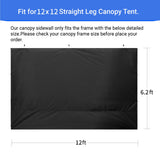 CROWN SHADES SunWall Silver Coated for 12x12 Pop up Canopy Tent, 1 Pack Sidewall Only with Silver Coating (1 Pack, Black) CROWN SHADES