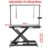 CIRONBOW 50'' Electric Dog Grooming Table, Adjustable X Lift Heavy Duty Dog Grooming Table for Large Dogs with Anti-Skid Tabletop & Grooming Scissors & Wireless Remote &Tool Organizer & Arms, Black CIRONBOW