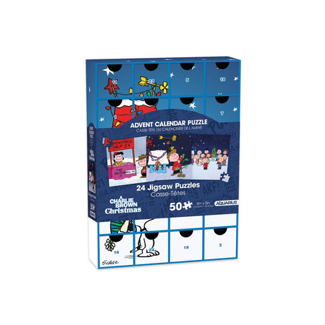 AQUARIUS Peanuts Advent Calendar Puzzle Set (24 Jigsaw Puzzles / 50 Pieces Each) Officially Licensed Peanuts Merchandise & Collectibles -5x5 Inches AQUARIUS