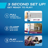 PRO SPIN All-in-One Ping Pong Set - Retractable Ping Pong Net for Any Table (72"), Ping Pong Paddles and Balls, Storage Case - Portable Table Tennis Gifts for Boys & Girls (4-Player Set) PRO SPIN