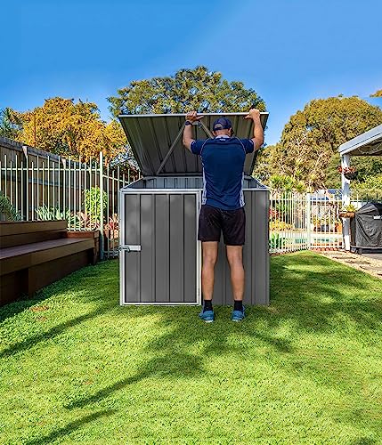 Absco Pool Pump Cover - Versatile Horizontal Storage Shed | 5 x 5 ft | Easy Assembly | Woodland Gray | Ideal for Pool, Trash Cans, Garden & Pool Equipment | SNAPTiTE Assembly System | Safety Features ABSCO