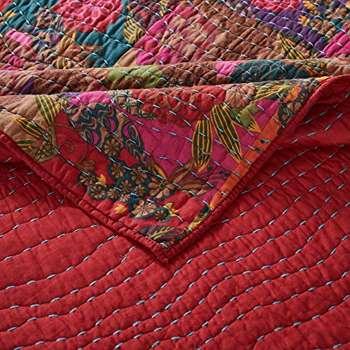 Greenland Home 3-Piece Jewel Quilt Set, King, Multicolor, Red Greenland Home Fashions