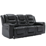 3 Seater Home Theater Recliner Manual Recliner Chair with Two Built in Cup Holders for Living Room,Bedroom, Black Generic