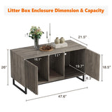Double Litter Box Enclosure,Modern Cat Litter Box Enclosure for 2 Cats, Hidden Litter Box with Scratch Pad, Cat Washroom Pet House End Table, Entryway Bench for Livingroom (Gray) Halitaa